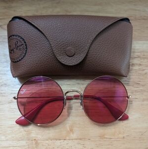 Ray-Ban Ja-Jo Sunglasses, Round Pink Frames with Polished Copper Frames
